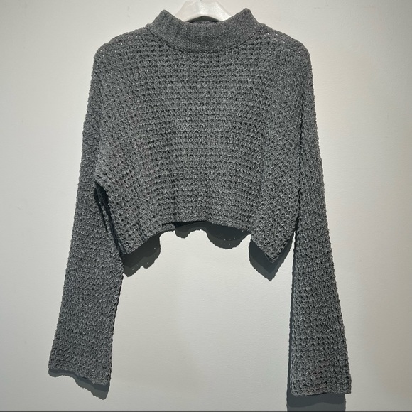 Urban Outfitters Sweaters - Urban Outfitters Oversized Cropped Grey Knit Sweater